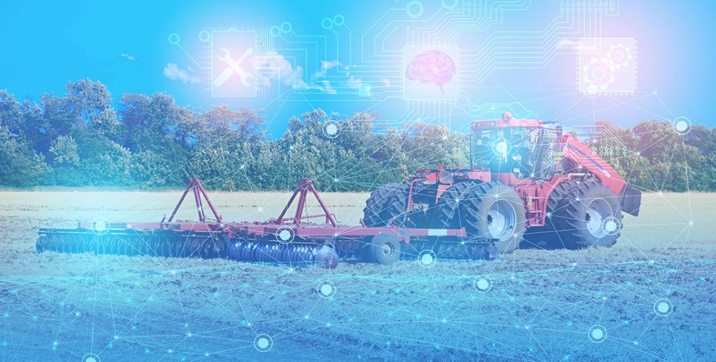 Composición que representa tecnología aplicada a la agricultura