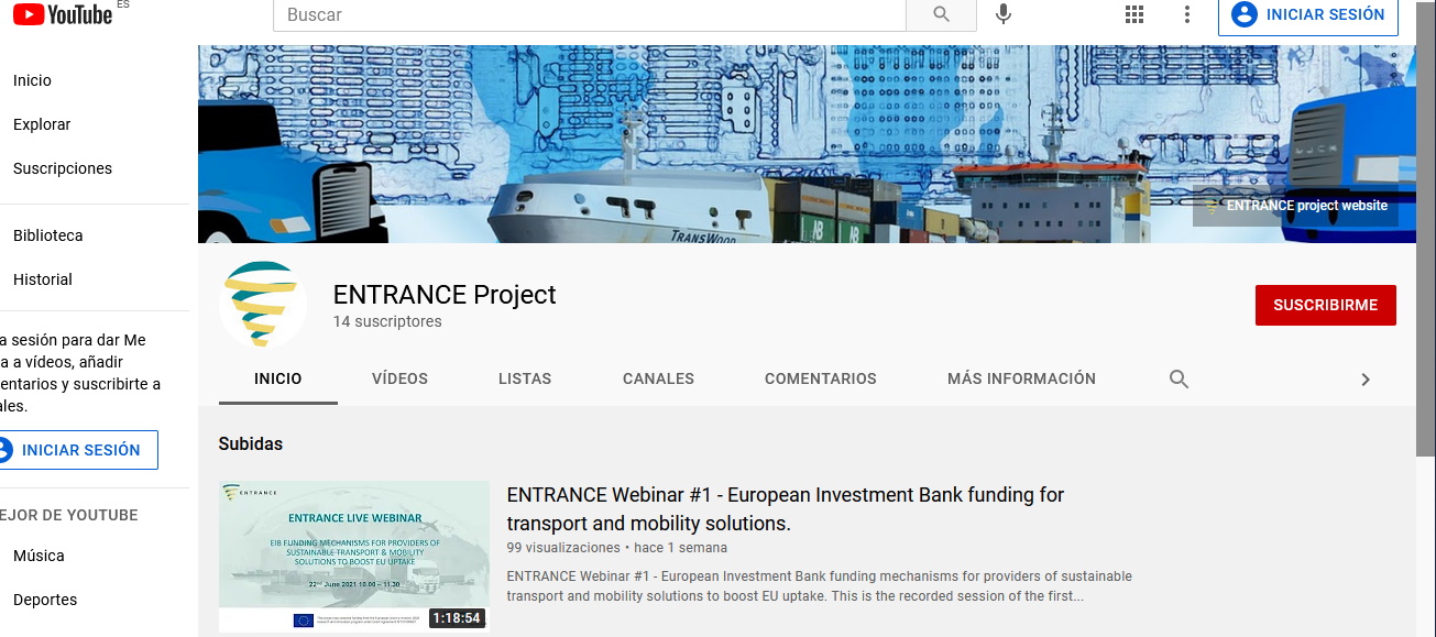ENTRANCE lanza su canal en Youtube y publica el primer webinario completo con los expertos del Banco Europeo de Inversiones