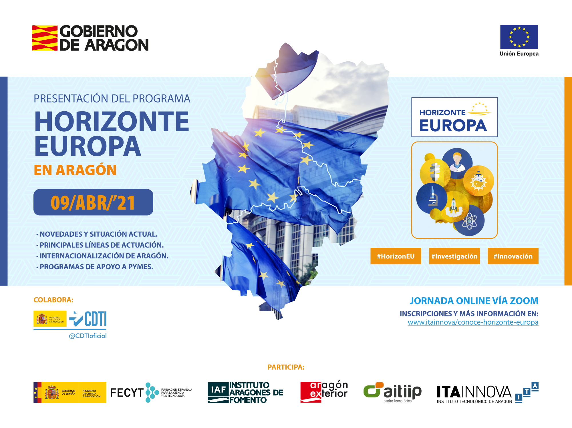 Horizonte Europa abre una oportunidad para impulsar actividades de investigación e innovación en Aragón