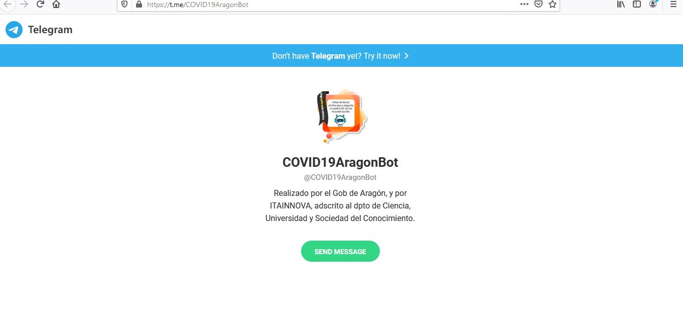ITAINNOVA aplica inteligencia artificial al asistente virtual COVID19AragonBot, del Gobierno de Aragón, en Telegram