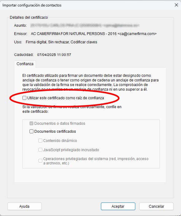 Figura 7: Utilizar certificado como raíz de confianza